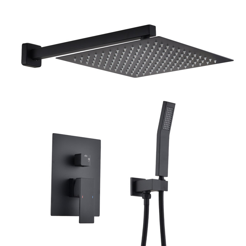 Douche de pluie 12 po, Noir mat
