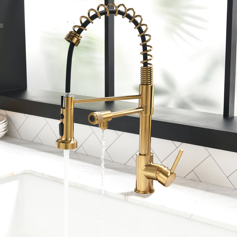 Robinet d'eau potable avec filtre rétractable, robinet d'évier de cuisine purificateur, or noir et nickel, conception de sortie indépendante pour valve de filtre, fonction de déclenchement séparé