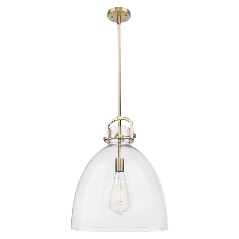 Luminaire suspendu 1 lumière Badillo, Clair, H 14,75 po x l 10 po x P 10 po, Bronze champagne