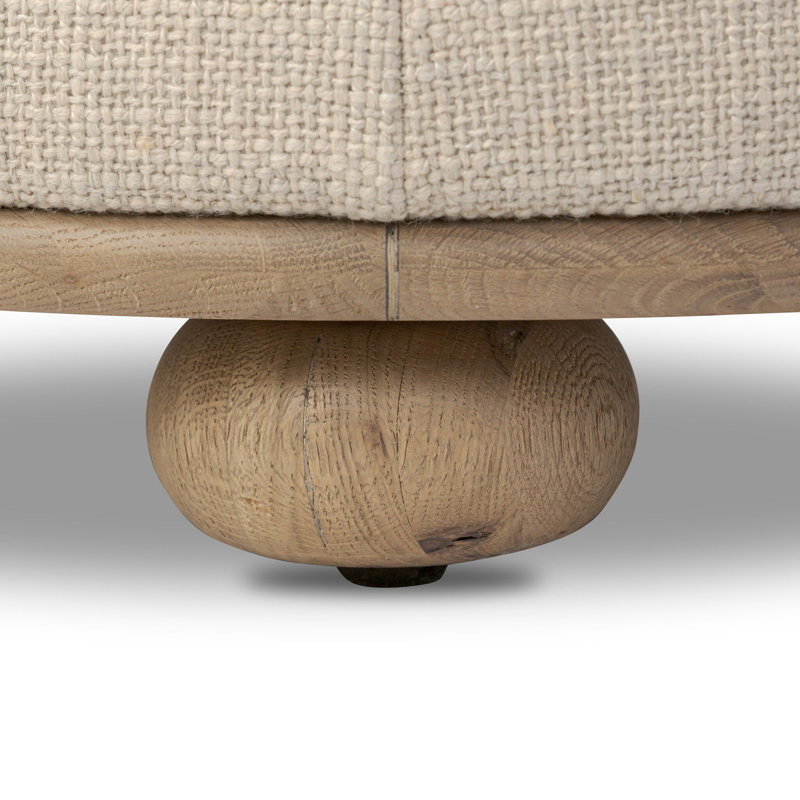 BILBURY Round Ottoman, Sand Textured Performance Basketweave