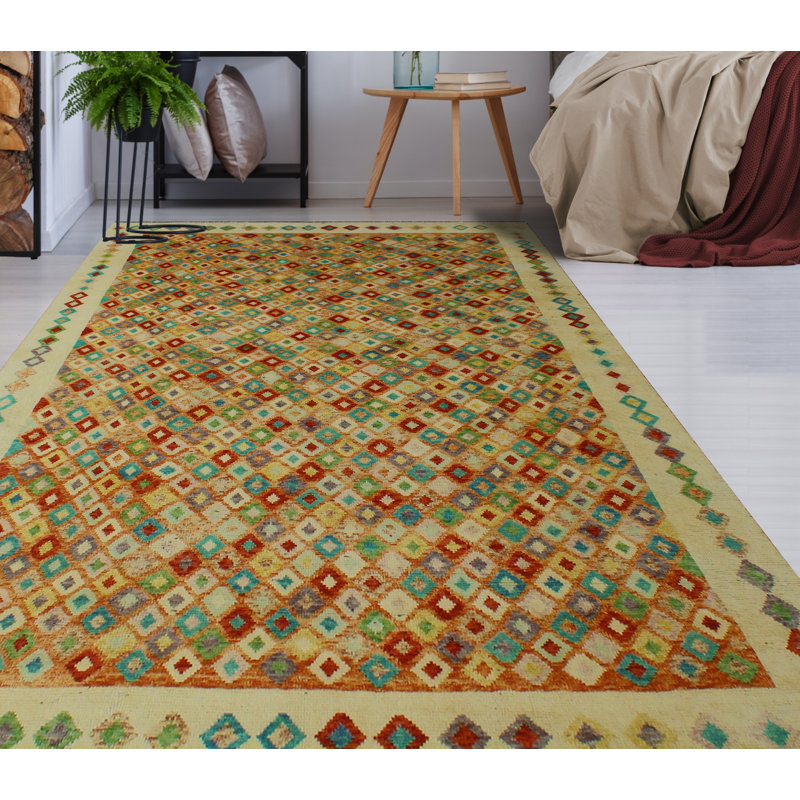 Keeleigh One-of-a-Kind 6'6 X 9'6 New Age Wool Area Rug in Orange