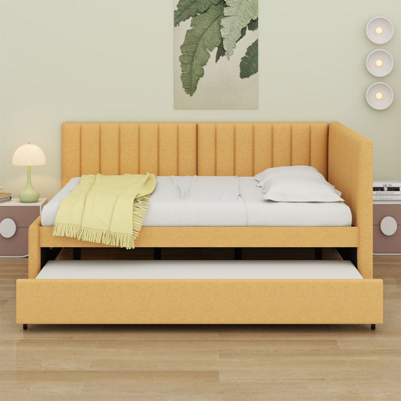 Lit de jour rembourré avec couchette, Jaune