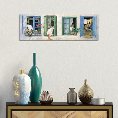 Two Greek Cats by Ivory Cats - Wrapped Canvas Panoramic Print