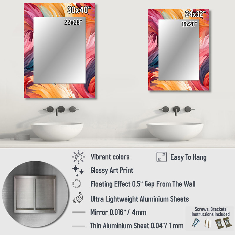 Helladius - Modern Rectangular Wall Mirror, 32 po x 24 po