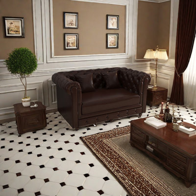 Causeuse Chesterfield en cuir véritable 62,99 po Tazeem