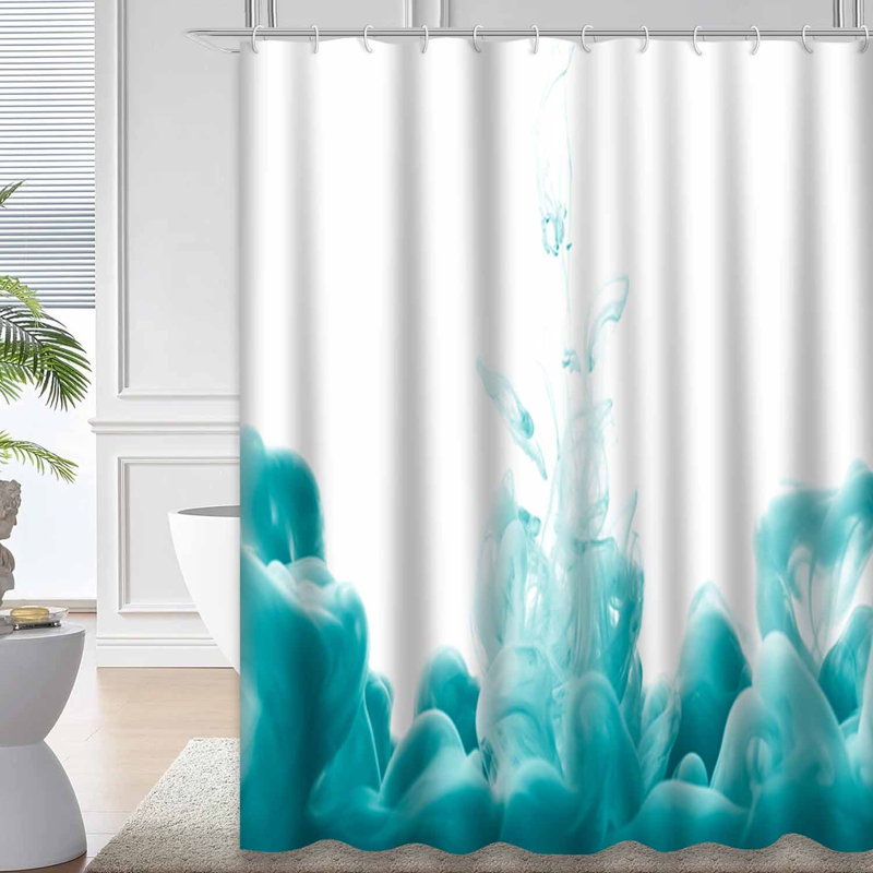 Rideau de douche bleu imperméable, rideaux de douche pour la salle de bain avec 12 crochets, L 72 po x l 84 po