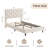 Twin XL Upholstered Platform Bed Frame in Beige, Adjustable Headboard, Wood Slats, No Box Spring Needed, 400 LB Capacity