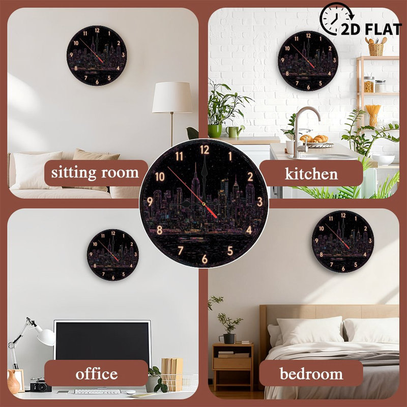 Affichage de l'horloge de ville à effet néon