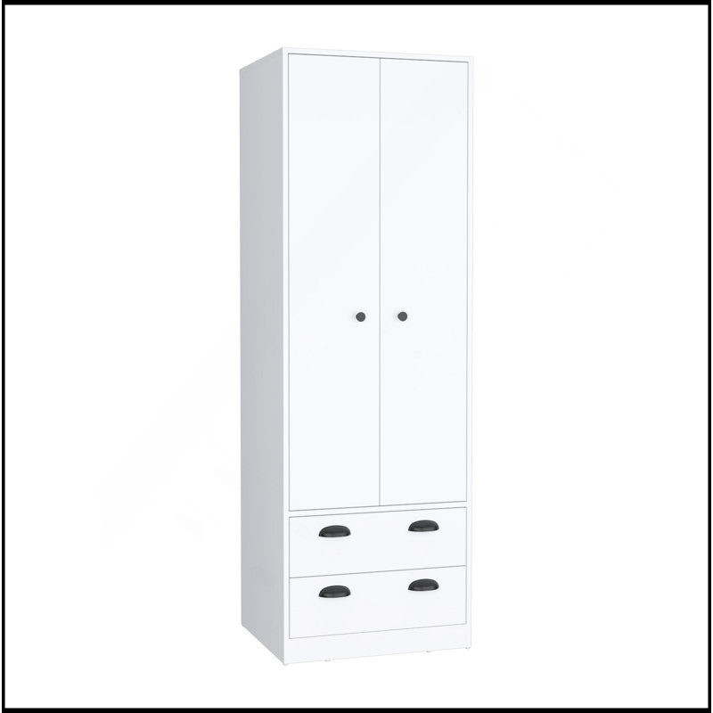 Armoire H 70 po avec 2 tiroirs et 2 portes, blanc