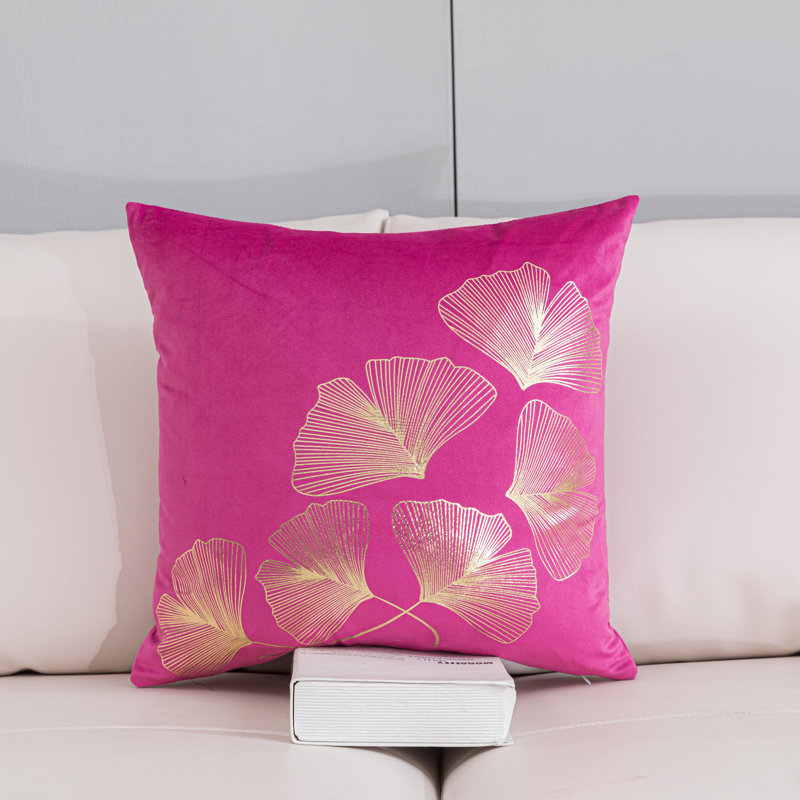  Housse de coussin Gold Ginkgo, H 20 po x l 20 po, Rose