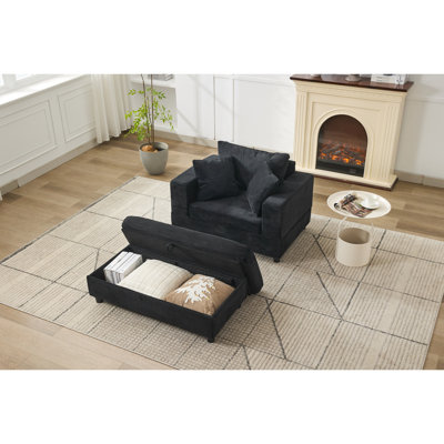 Skin- Corduroy Chaise Lounge, Detachable For Footrest And Storage Modern Sleeper Couch Bed With Pillows, Lounge Small Living Space