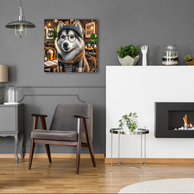 'Hipster Dog - Siberian Husky' by Rey Klimt Acrylic Glass Wall Art