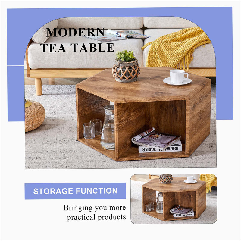 Modern Minimalist Wood colour Hexagonal Living Room Table Sets.Hexagonal MDF coffee table