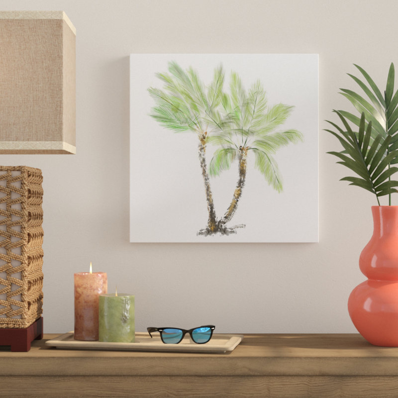 «Palm Tree on White I» par Julie DeRice - reproduction d'art sur toile, H 18 po x l 18 po x P 1 po, Toile tendue