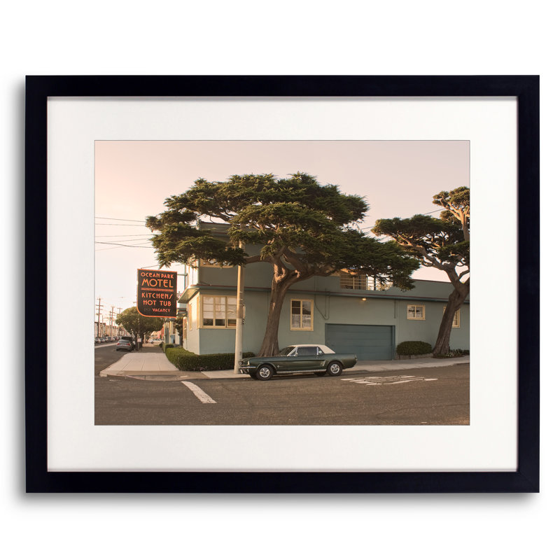 Classic Car at Motel (San Francisco, CA) Framed Photographic Print, 16" H x 20" W