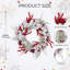 Couronne de Noël enneigée 17,7 pouces avec roses rouges et baies, décor de porte de vacances d'hiver