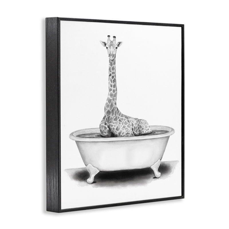 «Girafe in a Tub» par Rachel Neiman, Giclée encadrée noir minuit, H 14 po x l 11 po