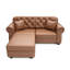 Canapé Chesterfield en similicuir de 63 pouces avec capitonnage à boutons, garniture cloutée, accoudoirs roulés et deux coussins décoratifs pour un confort intemporel et une élégance moderne.-183924617