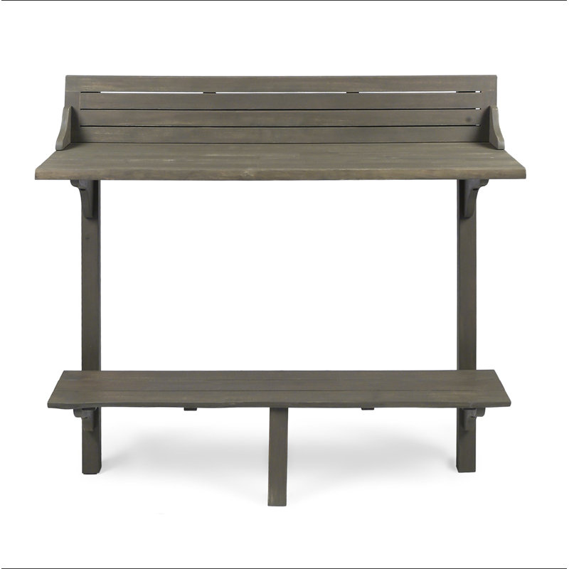 Outdoor Acacia Wood Balcony Bar Table, Gray Finish