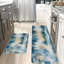 Tapis de cuisine antidérapants bleus et dorés