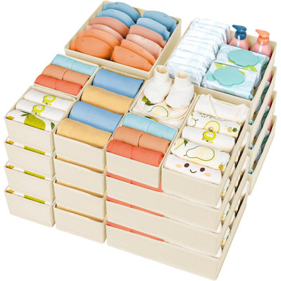 24-Pack Drawer Organizers For Clothes, Foldable Fabric Dresser Dividers For Baby Clothes, Underwear, Socks, Bras, And Accessories, Non-Woven Storage Bins For Wardrobe And Nursery