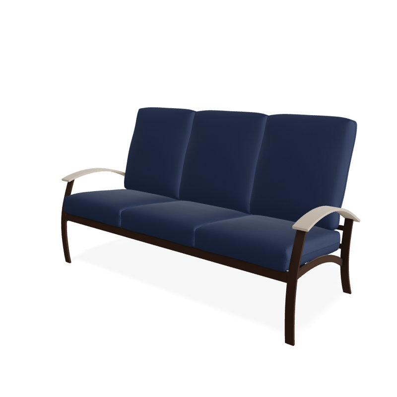 Askar 71.5'' Wide Powder Coated Aluminum Patio Sofa with Cushions, Textured Kona, Canvas Navy Sunbrella® Canvas