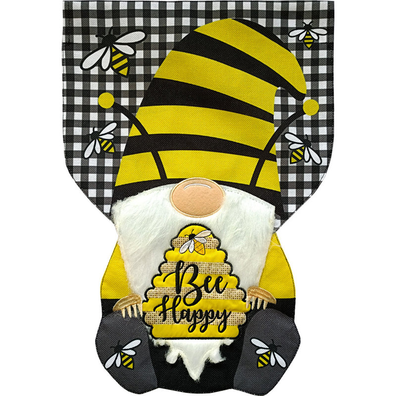 Drapeau de jardin Bee Happy Gnome