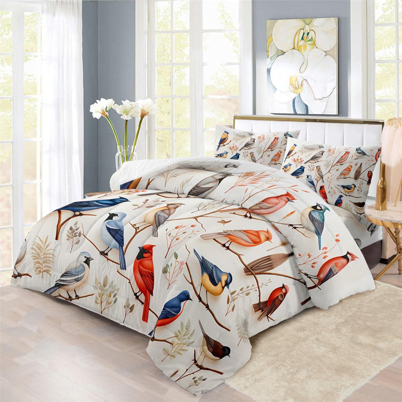 Ensemble de literie à motif d'oiseaux Northern Cardinal
