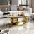 Luxury Oversize 49.2" Oval Coffee Table, Contemporary Center Table, Marble Coffee Table Top with Oversized Sphere Support for Living Room, Stainless Steel Base -559995447-565654171