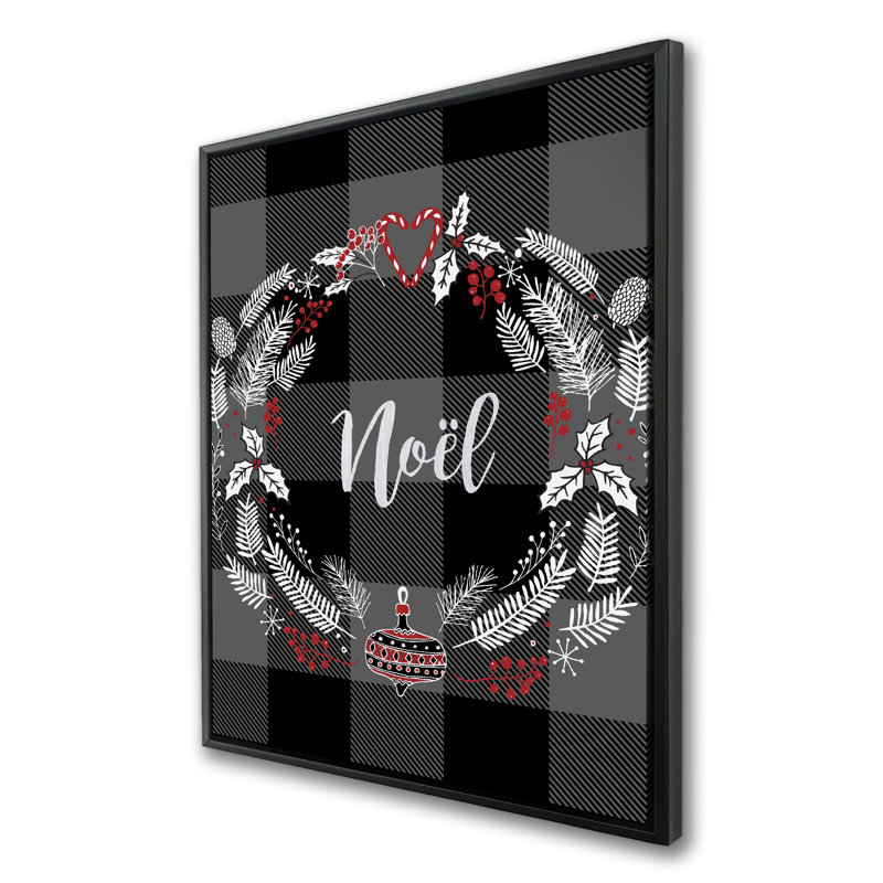 Christmas Wreath - Red Pattern Framed Canvas Home Decor