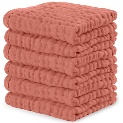 Comfy Cubs Muslin Baby Washcloths - Soft 6-Layer Cotton Wash Cloths for Sensitive Skin - 10"x10" Large, Gentle, Absorbent Infant Essentials