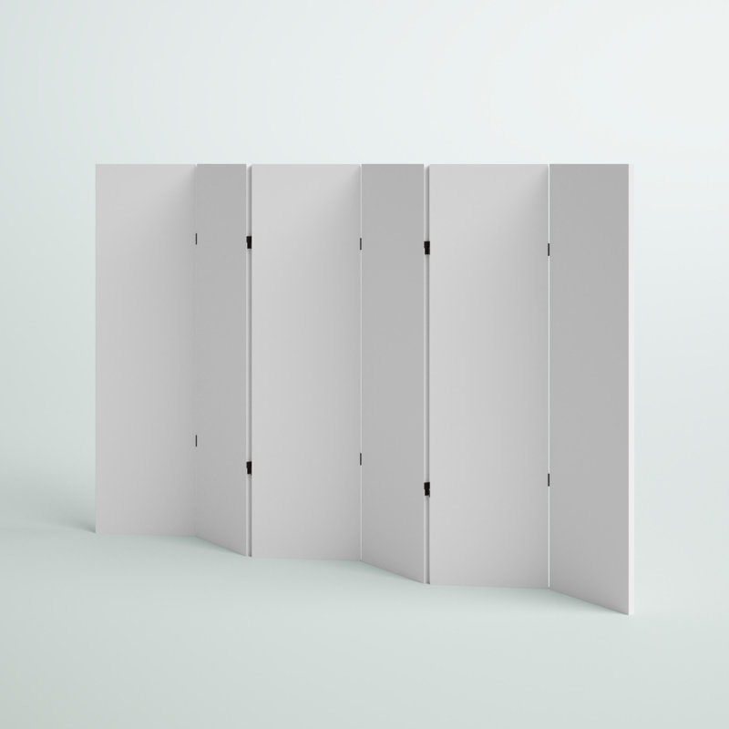 White Canvas 6-Panel Folding Room Divider