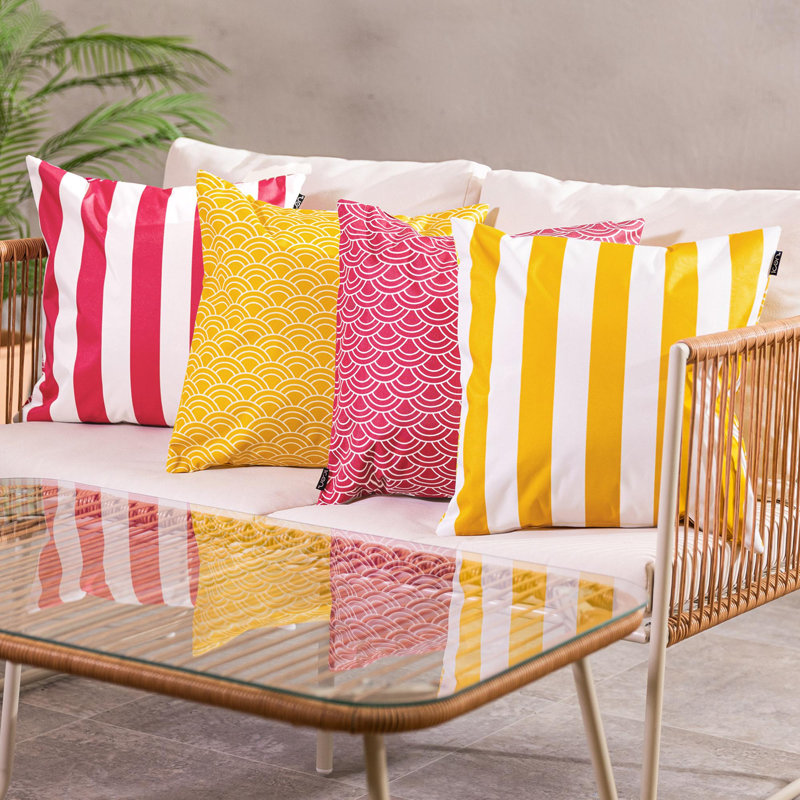 Indoor / Outdoor Striped Multi Square Throw Cushion