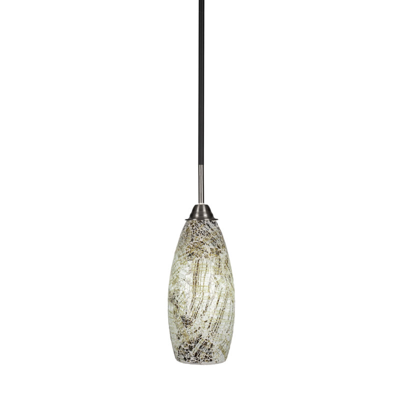 Luminaire suspendu en acier inoxydable, Noir / blanc, Noir mat, H 15,25 po x l 15,5 po x P 5,5 po