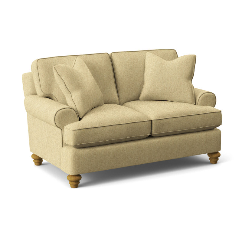 Lowell Upholstered 60'' Loveseat, Honey Finish, Basic Beige, 0317-85