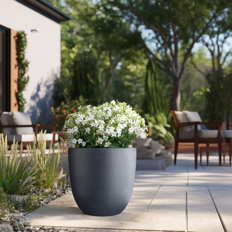 Larney Handmade Pot Planter, 16.93" H x 17.72" W x 17.72" D, Granite Gray