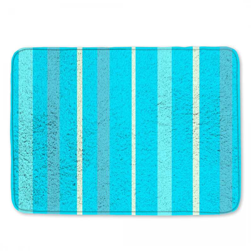 Tapis de bain à rayures verticales bleues, L 24 po x L 17 po