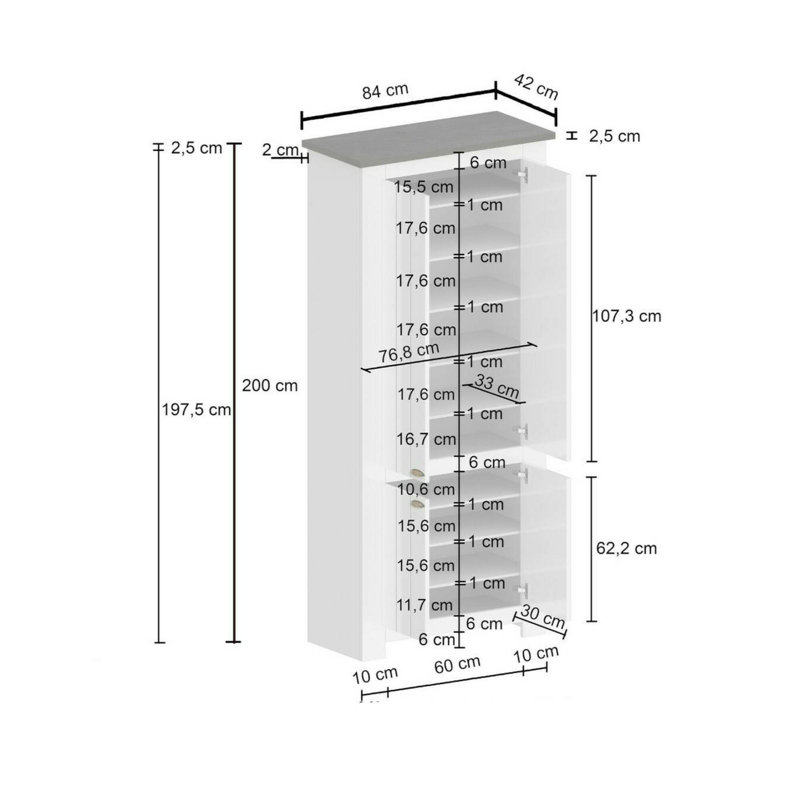 15 Pair Shoe Storage Cabinet, Beige