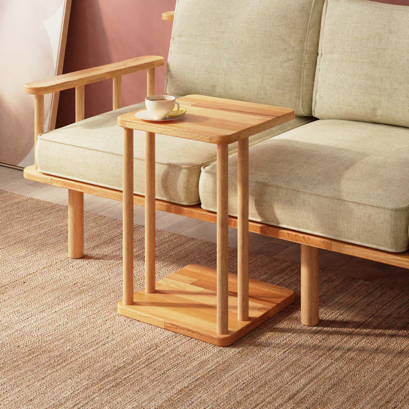 Crest C Table, Solid Beech Wood C-Shaped Side Table for Living Room and Small Spaces