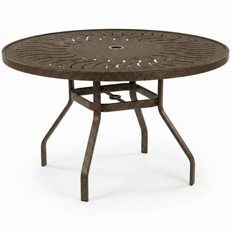 Windward Outdoor Sunburst 42" Round Dining Table, Bronze Age