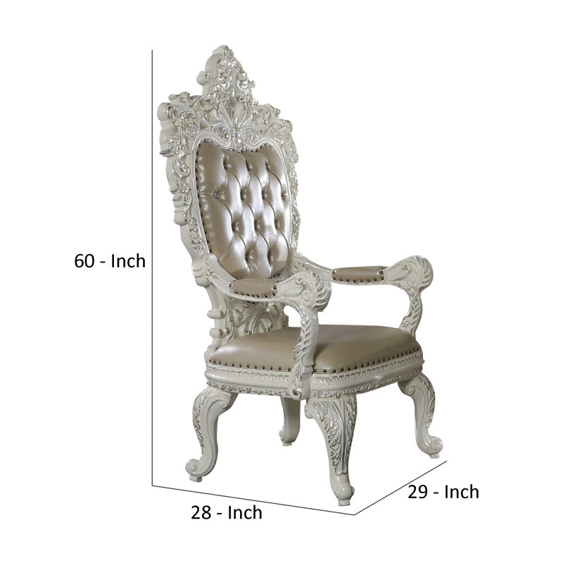 Fauteuil avec dessus couronné surdimensionné et capitonnage à boutons, ensemble de 2, blanc