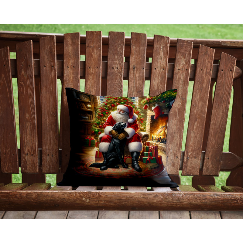 Labrador Retriever and Santa Claus Throw Pillow, 14"H x 14"W