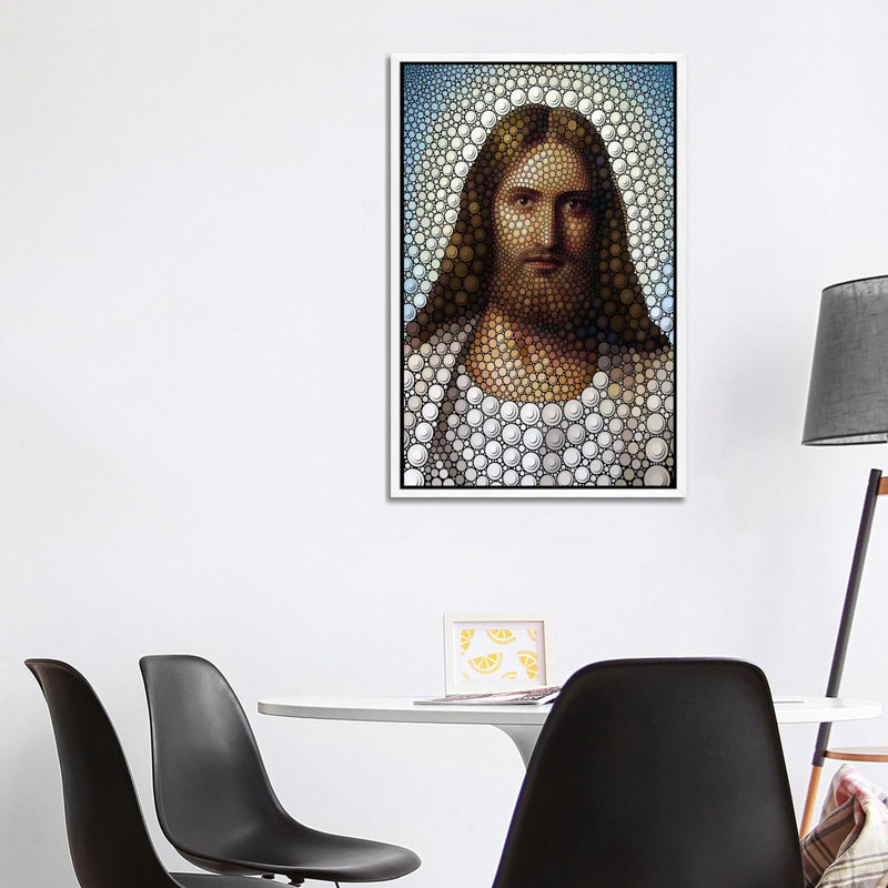 Jesus by Ben Heine - Print on Canvas, 101.6 cm H x 66.04 cm W, White Framed