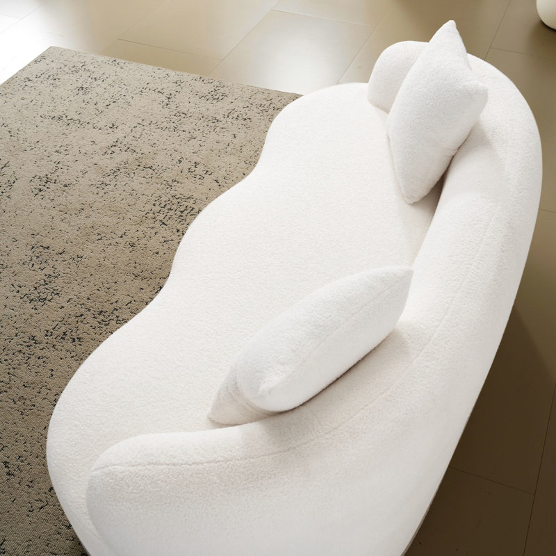 Siège courbé crème à 2 places avec accoudoir rond, idéal pour les salons et les chambres à coucher principaux, sans assemblage, rembourrage en éponge à haute densité de sièges confortables dans les petites pièces, ressorts au design minimaliste