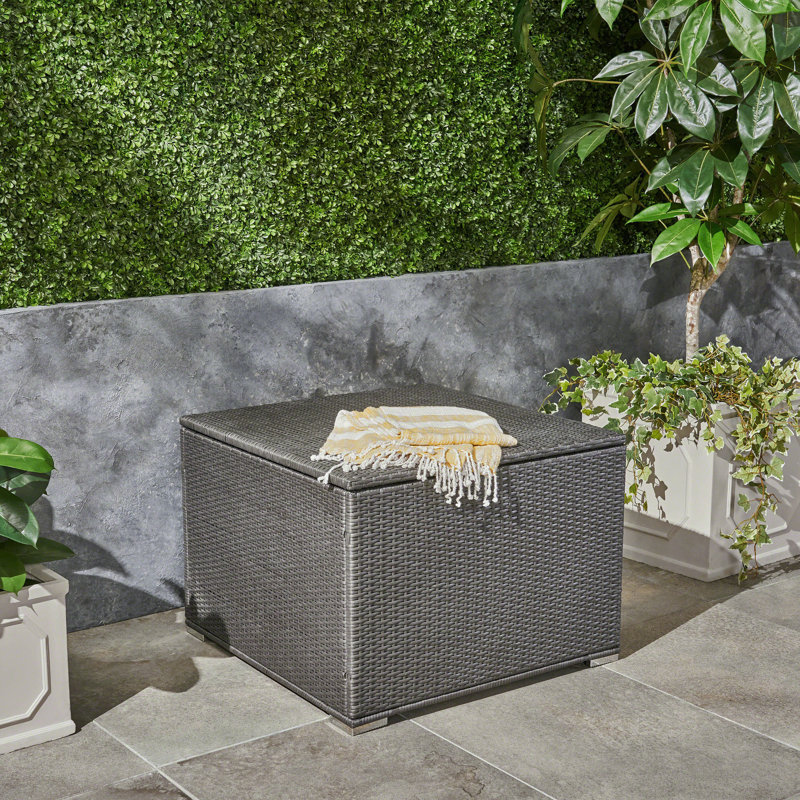 Latitude Run® Afsana 33'' W 70 Gallons Water Resistant Wicker Deck Box in Multi-Brown, Gray