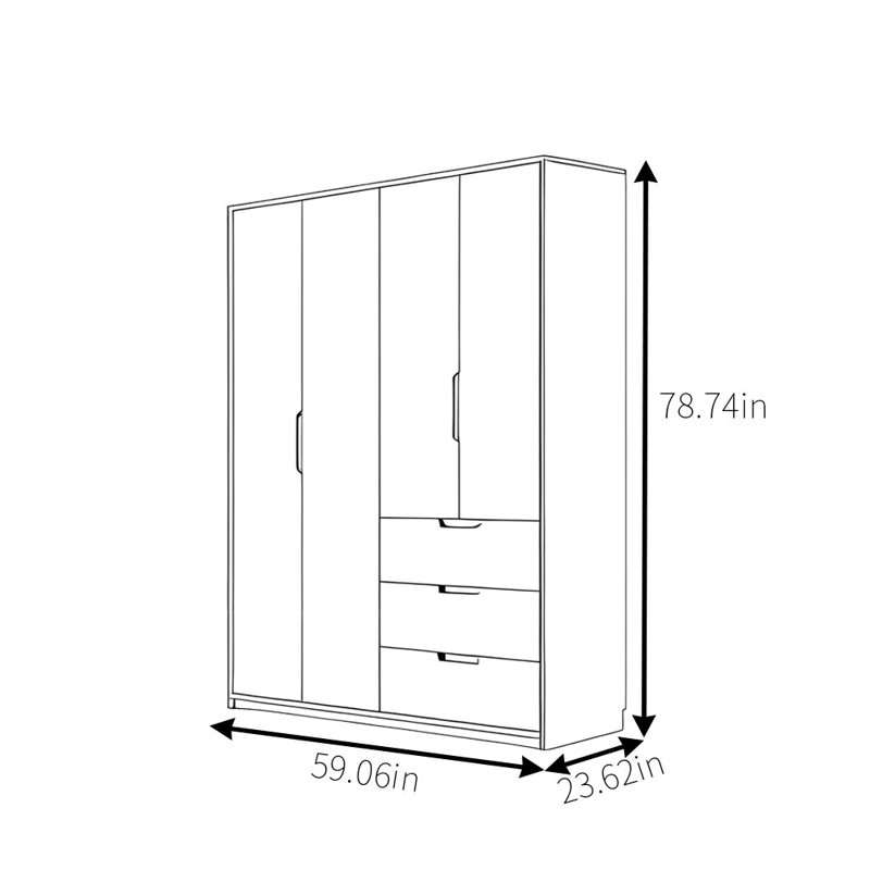 Garde-robe moderne, simple et classique, H 78,74 po x l 59,06 po x P 23,62 po