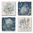 Bohemian Blue 4-Pack Assorted Tumbled Tile Coasters