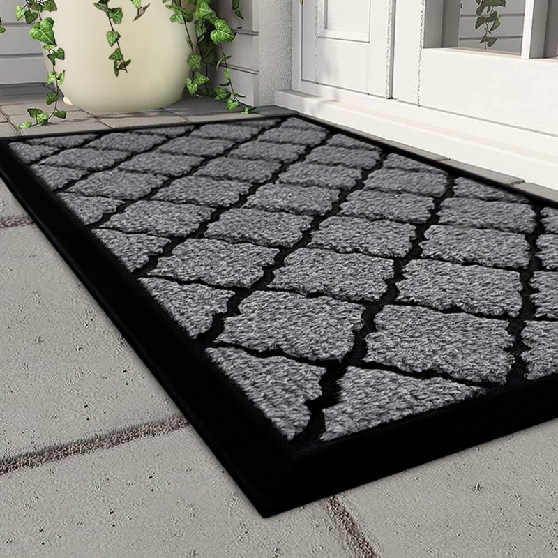 Non-Slip Geometric Shapes Doormat, Grey