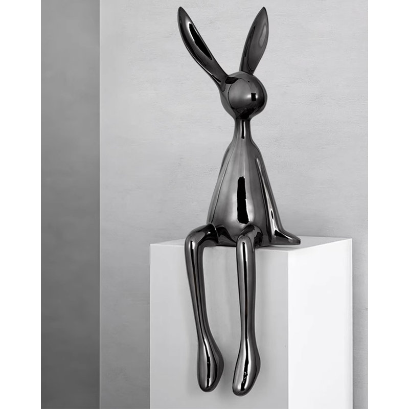 Pièce décorative en lapin de luxe en résine électrolytique, Noir