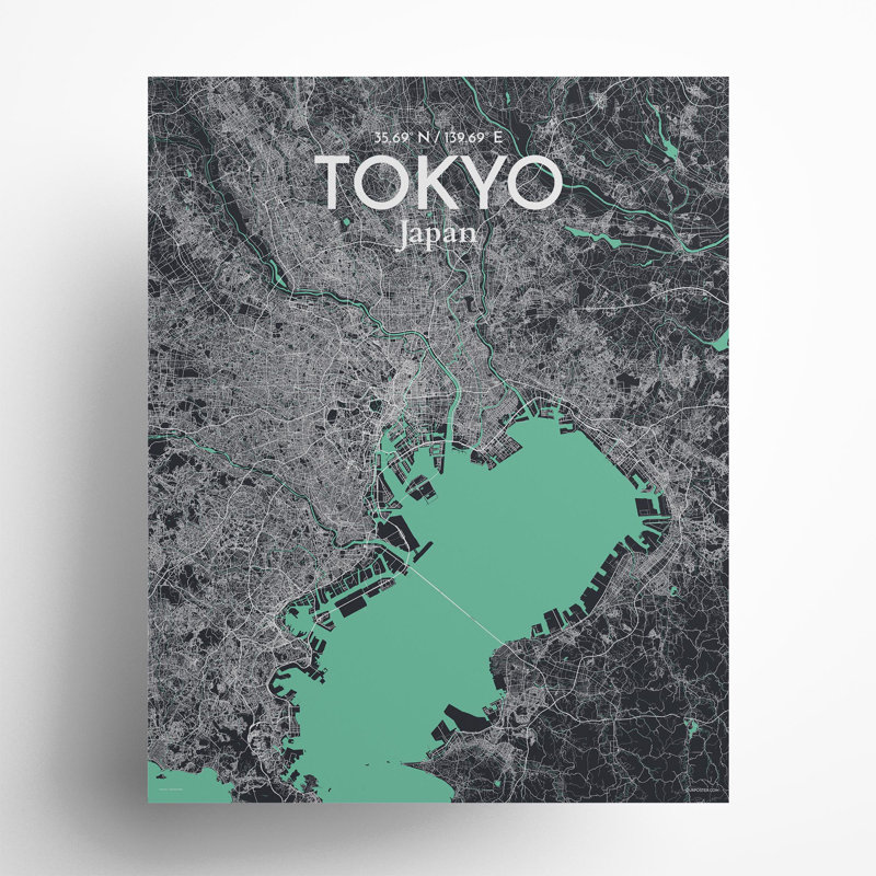 Tokyo City Map In Dream - No Frame Print, 20cm H x 16cm W x 0.05cm D
